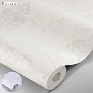 کاغذ دیواری ساده طرح داماسک سفید روشن