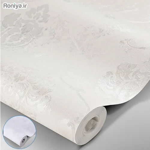 کاغذ دیواری ساده طرح داماسک سفید روشن