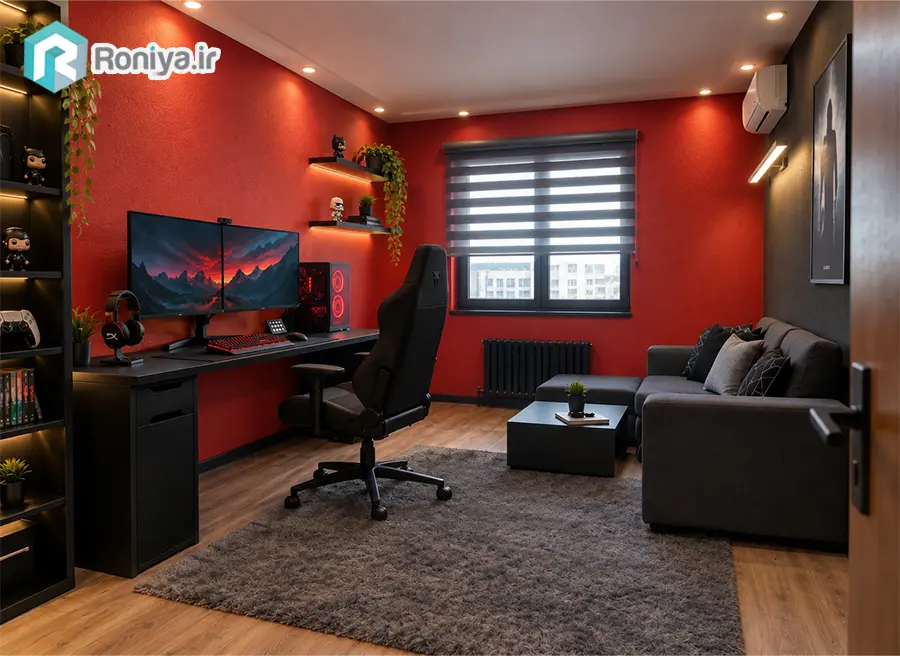 کاغذ دیواری قرمز ساده برای اتاق گیمینگ