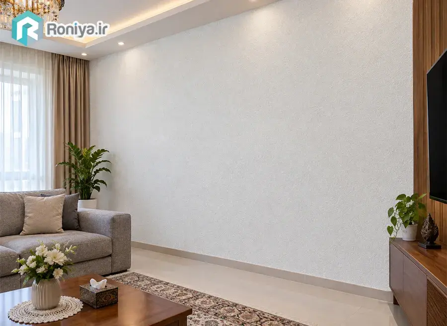 اجرای کاغذ دیواری سفید ساده