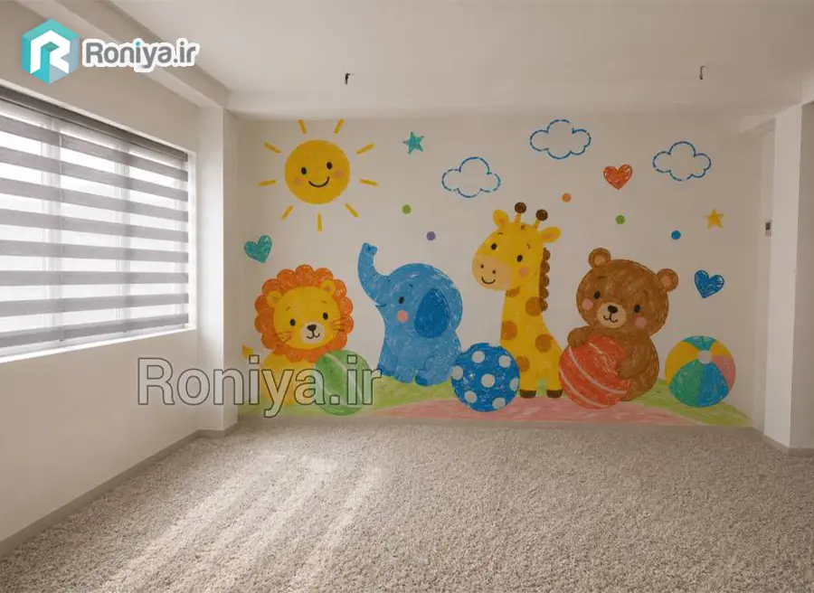 اجرای پوستر دیواری کارتونی برای اتاق کودک